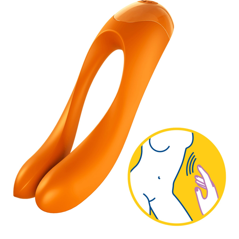 Вібратор на палець – Satisfyer Candy Cane Orange – 12 режимів вібрації, широкий діапазон використання