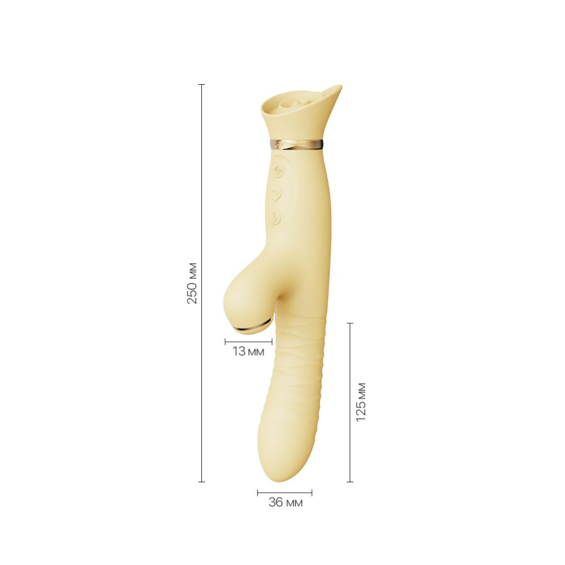 Вібратор-пульсатор з вакуумною стимуляцією – Zalo ROSE Thruster Lemon Yellow – 3 вібрації, 3 пульсації, 3 вакууму