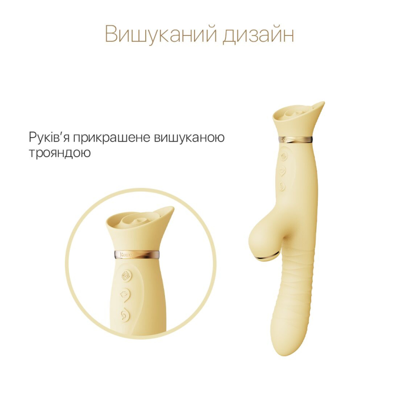 Вібратор-пульсатор з вакуумною стимуляцією – Zalo ROSE Thruster Lemon Yellow – 3 вібрації, 3 пульсації, 3 вакууму