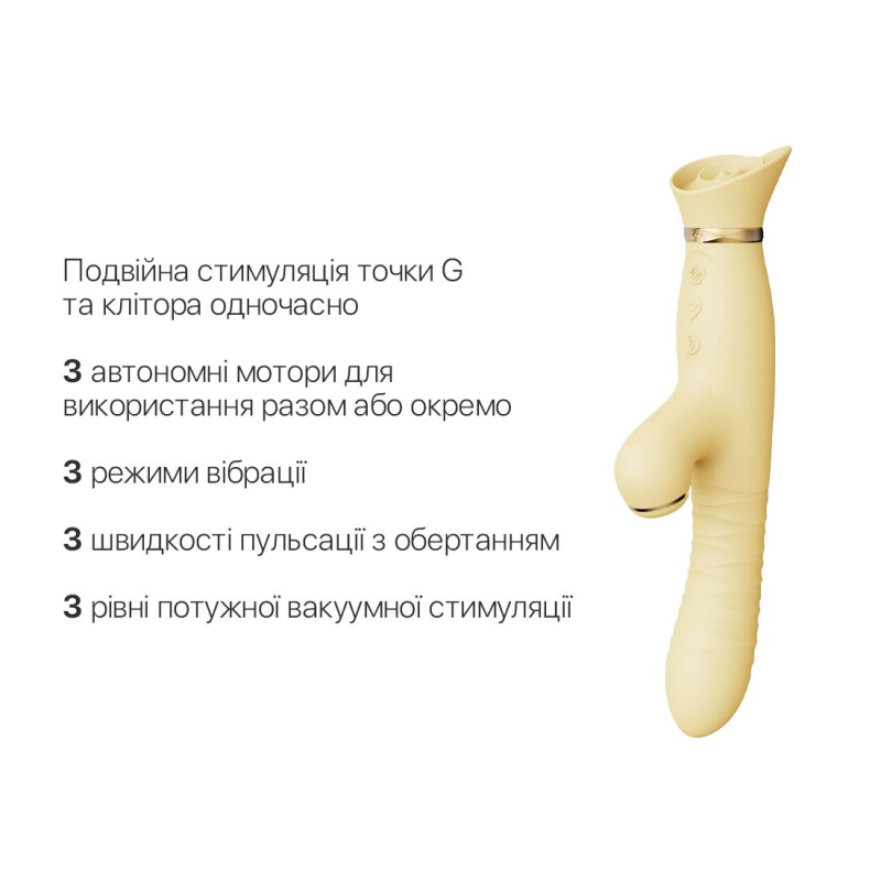Вібратор-пульсатор з вакуумною стимуляцією – Zalo ROSE Thruster Lemon Yellow – 3 вібрації, 3 пульсації, 3 вакууму