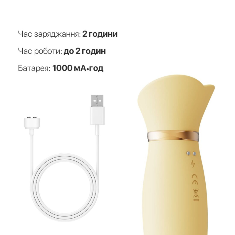 Вібратор-пульсатор з вакуумною стимуляцією – Zalo ROSE Thruster Lemon Yellow – 3 вібрації, 3 пульсації, 3 вакууму