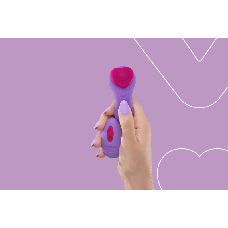 Вібратор у трусики – FairyGasm HeartGem Violet – магнітне кріплення, пульт, подвійна стимуляція, 9 режимів