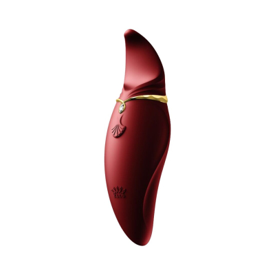 Вібратор з язичком 2в1 – Zalo Hero Wine Red – гнучкий язичок довжиною 4 см, кристал Swarovski