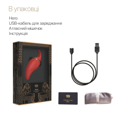Вібратор з язичком 2в1 – Zalo Hero Wine Red – гнучкий язичок довжиною 4 см, кристал Swarovski