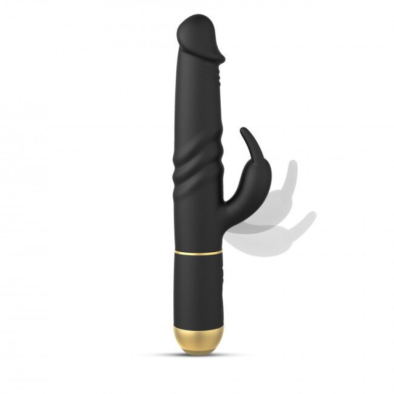 Вибратор с возвратно-поступательными движениями головки Dorcel Furious Rabbit 2.0 + вибрирующий клиторальный отросток