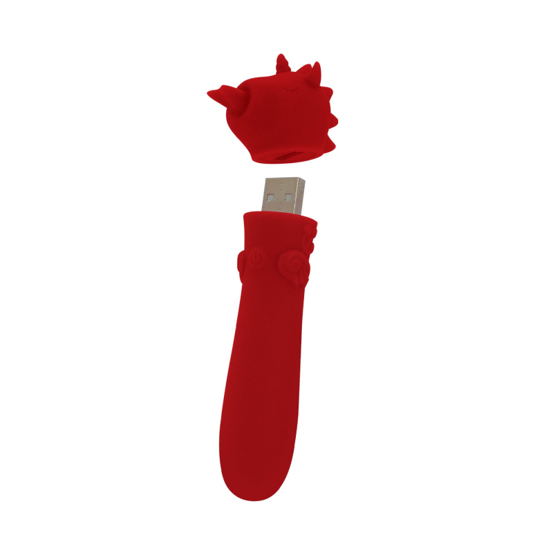 Виброкуля-единорог для клитора - Unihorn USB Bullet Blaze Diablo, бордового цвета, 10 режимов