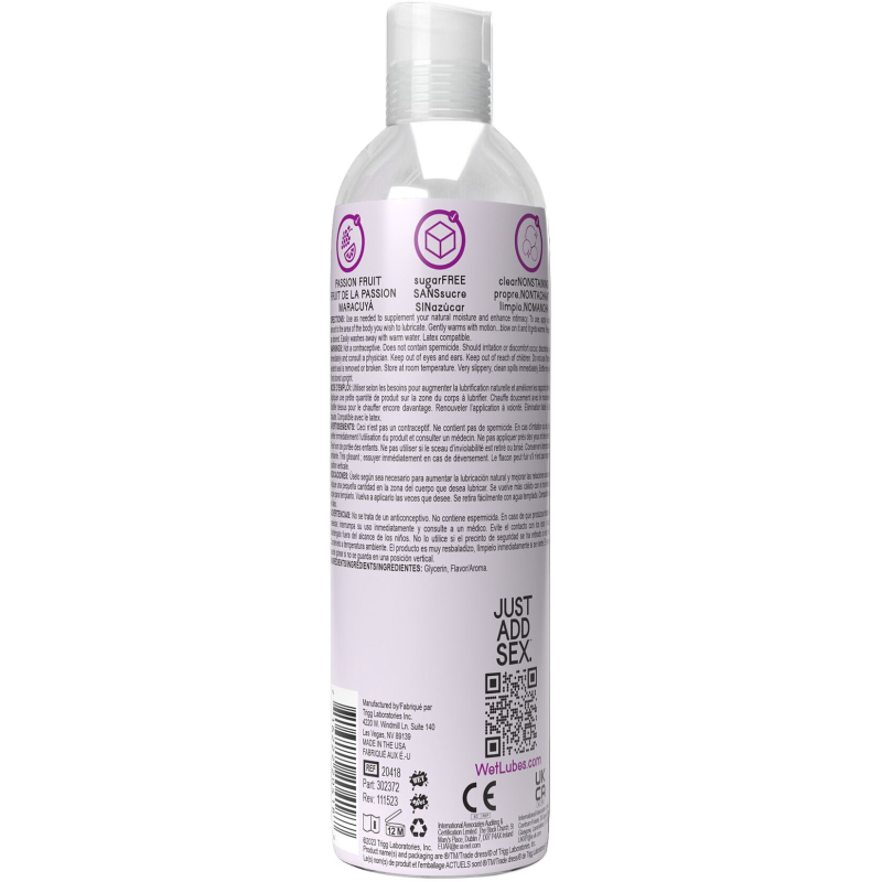 Согревающая смазка на водной основе Wet Warming Passion Fruit 4 in 1, без сахара (118 мл)