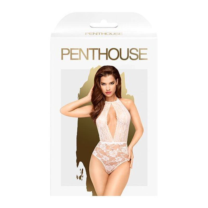 Боди с глубоким декольте и высокими трусиками Penthouse – Toxic Powder Белый L/XL