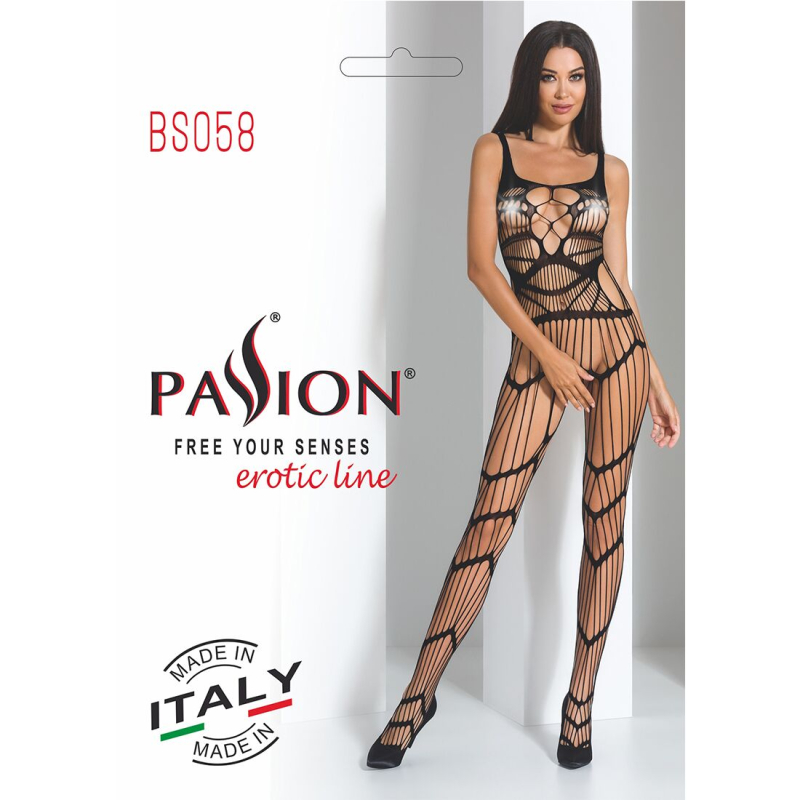 Бодістокінг Passion BS058 Чорний, комбінезон, дуже повітряний