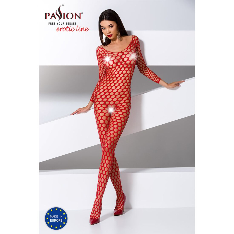 Бодістокінг з крупною сіткою Passion BS077 червоний