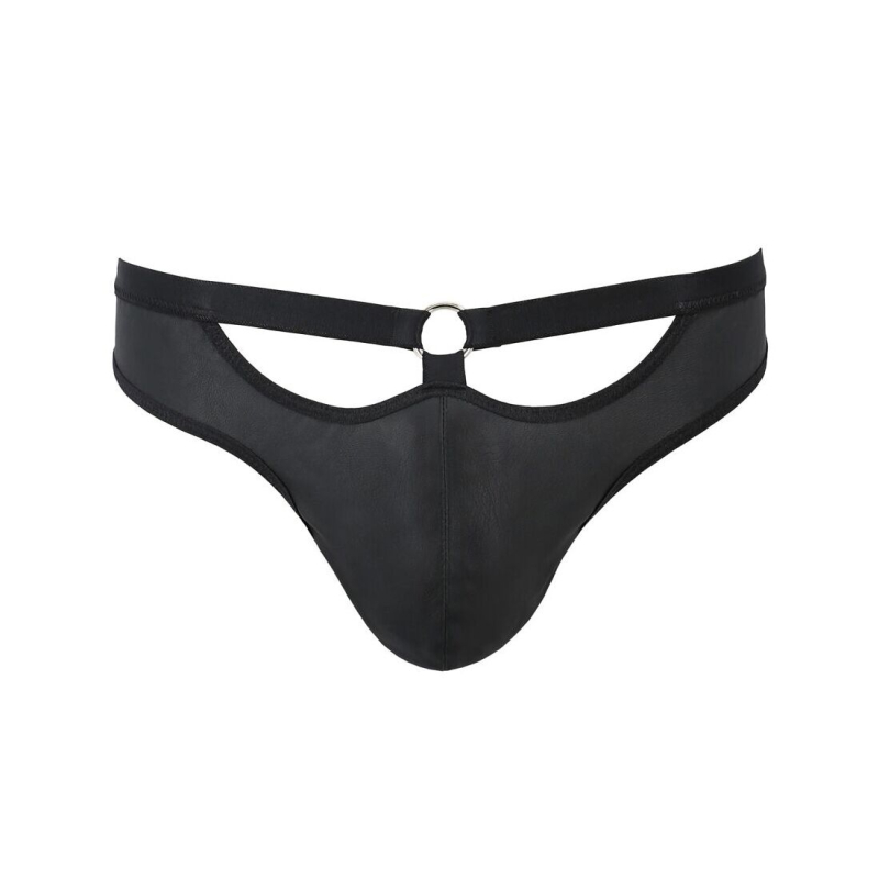 Чоловічі сліпи з вирізами Passion 041 SLIP JOE 2XL/3XL Чорний колір, екошкіра, відкриті сідниці