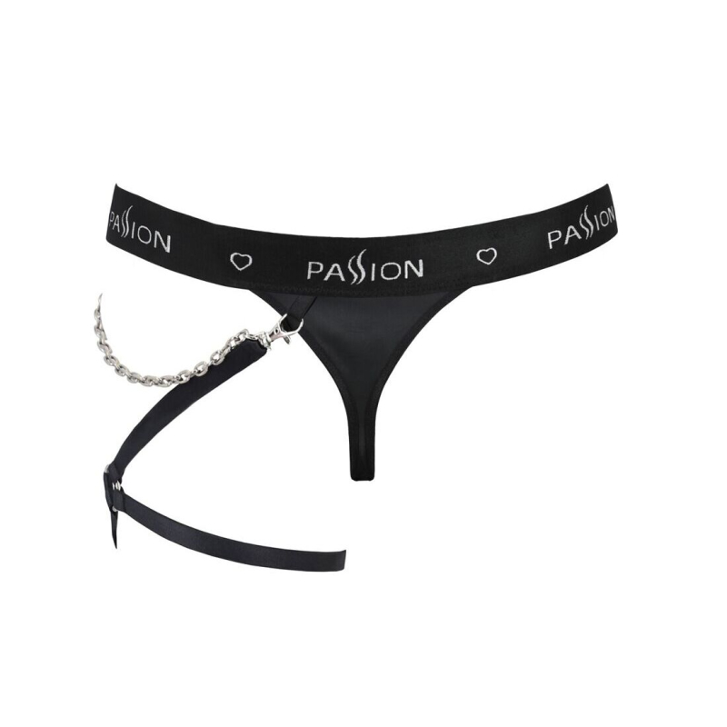 Чоловічі трусики танга з підв’язкою Passion 058 THONG BILL S/M Чорний колір