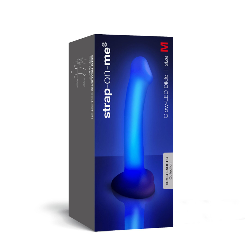 Дилдо Strap-On-Me Glow-LED Purple M – світиться, фіолетовий, 18 см