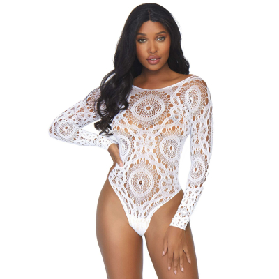Еротичне боді–бодістокінг Leg Avenue Snap crotch thong back teddy Білий S/M
