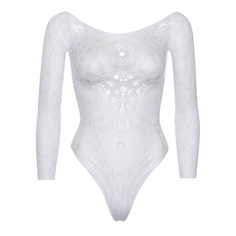 Еротичне боді–бодістокінг Leg Avenue Snap crotch thong back teddy Білий S/M
