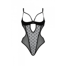 Еротичне боді Passion MARINA BODY, L/XL, чорний колір, з відкритими чашками