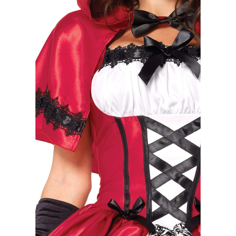 Еротичний костюм Червоної шапочки Leg Avenue Gothic Червоний Riding Hood M, сукня, накидка