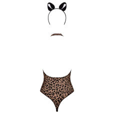 Еротичний костюм леопарда Obsessive Leocatia teddy S/M, боді, обруч з вушками – леопардовий