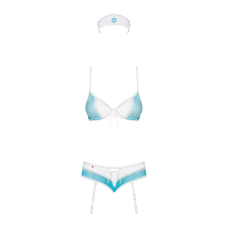 Еротичний костюм медсестри Obsessive 834–CST–6 L/XL, біло–бірюзовий