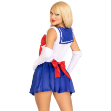 Еротичний костюм Сейлор Мун Leg Avenue Sexy Sailor M, сукня, рукавички, бант – синій/білий/червоний