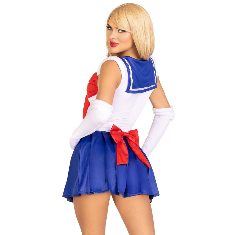 Еротичний костюм Сейлор Мун Leg Avenue Sexy Sailor M, сукня, рукавички, бант – синій/білий/червоний