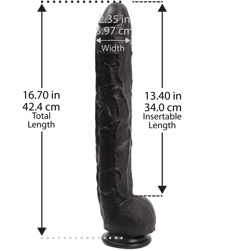 Фалоімітатор Doc Johnson Dick Rambone Cock Black (ПВХ), довжина 42 см, діам. 6 см