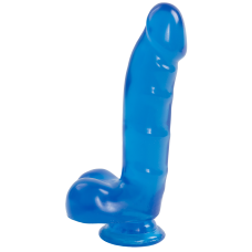 Фалоімітатор Doc Johnson Jelly Jewels Cock & Balls Blue, довжина 16 см, діам. 3.6 см, антибактеріальний ПВХ