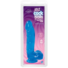 Фалоімітатор Doc Johnson Jelly Jewels Cock & Balls Blue, довжина 16 см, діам. 3.6 см, антибактеріальний ПВХ
