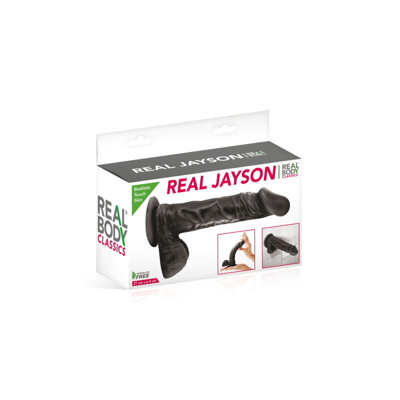Фалоімітатор на присосці Real Body – Real Jayson Black, TPE, довжина 21 см, діам. 4 см