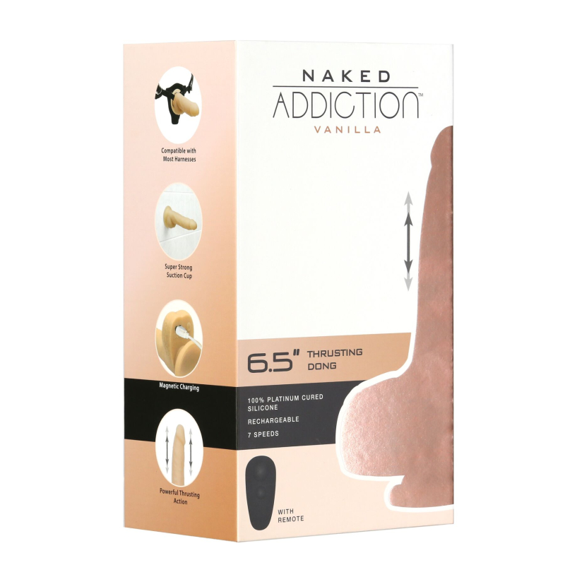 Фалоімітатор-пульсатор Naked Addiction Thrusting Dong, довжина 16.5 см, пульт ДК