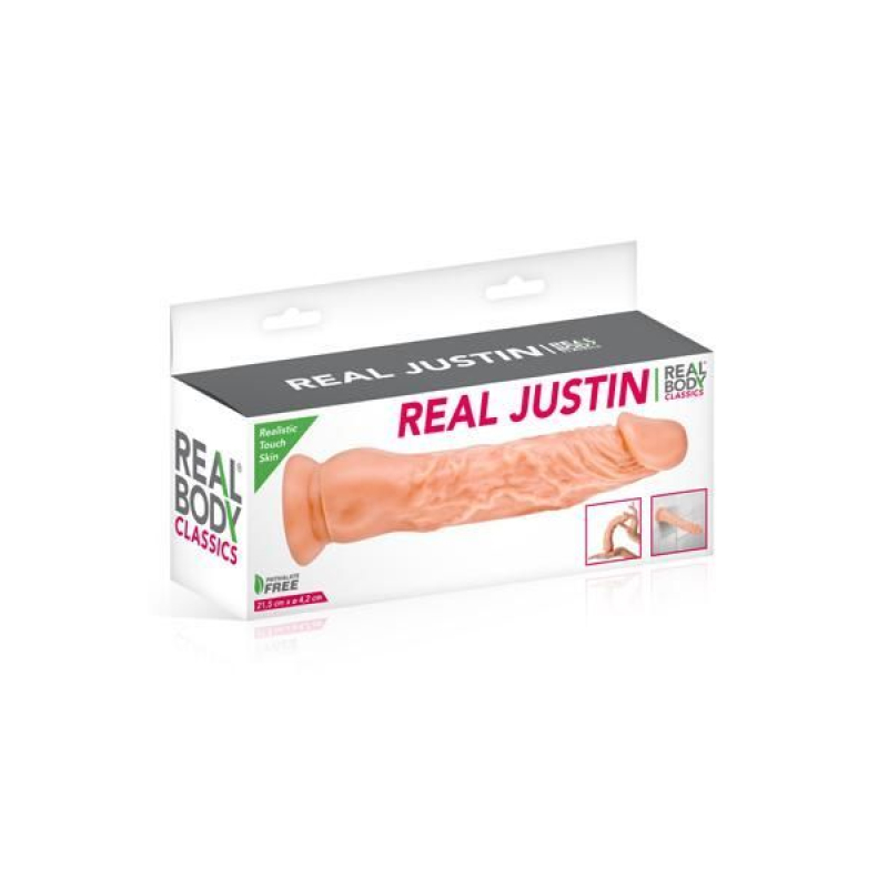 Фаллоимитатор Real Body – Real Justin Flesh, TPE, длина 21.5 см, диам. 4.2 см