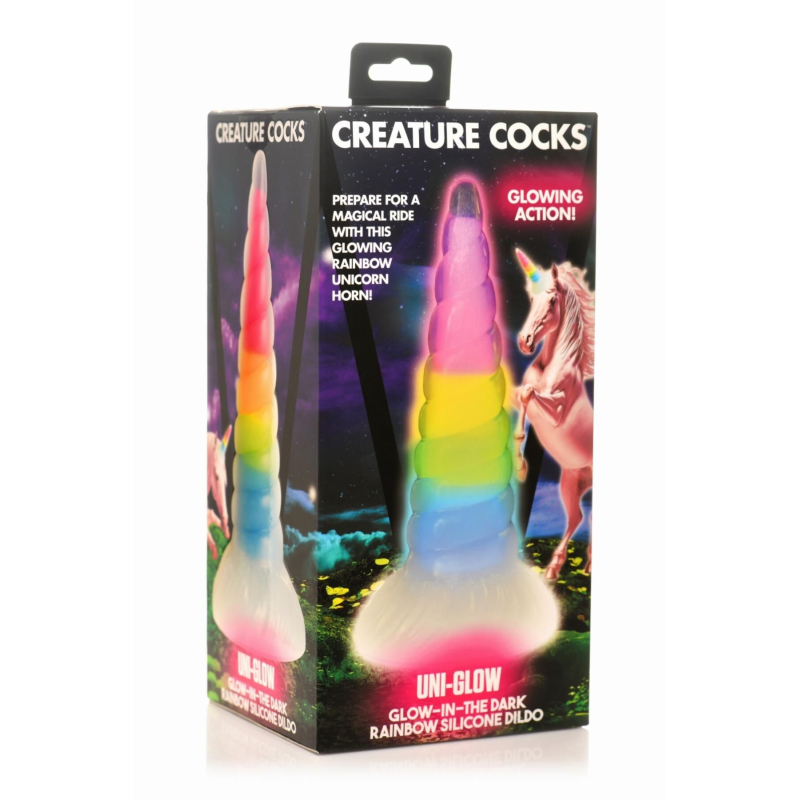 Хентай Дилдо – Creature Cocks Luminescent Rainbow Silicone Dildo, світиться в темряві, 19.6 см
