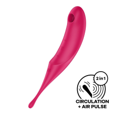 Кліторальний вібратор з вакуумною стимуляцією – Satisfyer Twirling Pro Red – двосторонній, водозахист