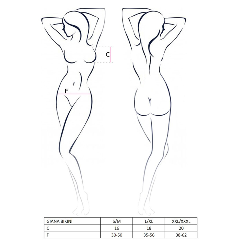 Комплект белья Passion GIANA BIKINI S/M, черный, полупрозрачный лиф и трусики с бантиками