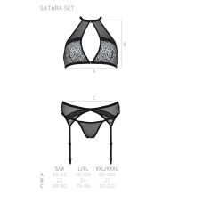 Комплект білизни Passion SATARA SET S/M червоний, топ, пояс для панчіх, стрінги