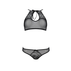 Комплект: бра, трусики з ажурним декором та відкритим кроком Passion URSULA SET L/XL, чорний колір