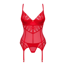 Комплект корсет та стрінги Obsessive Ingridia corset & thong XS/S, червоний