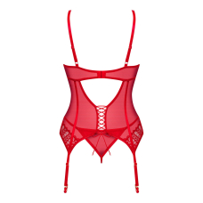 Комплект корсет та стрінги Obsessive Ingridia corset & thong XS/S, червоний