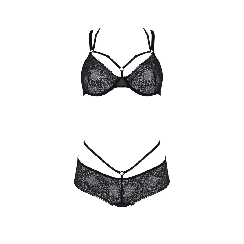 Комплект Passion DROSERA BIKINI Чорний, 2XL/3XL, бюстгальтер і трусики–кюлоти