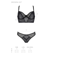 Комплект Passion DROSERA SET Чорний, L/XL, сітка+мереживо, бюстьє та трусики танга