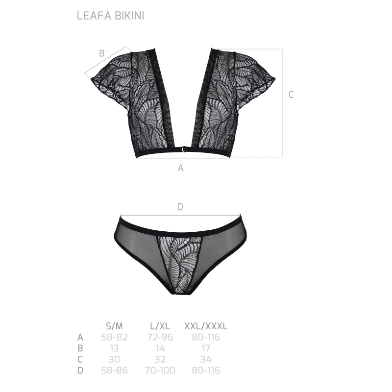 Комплект Passion LEAFA BIKINI Чорний 2XL/3XL – ECO Passion