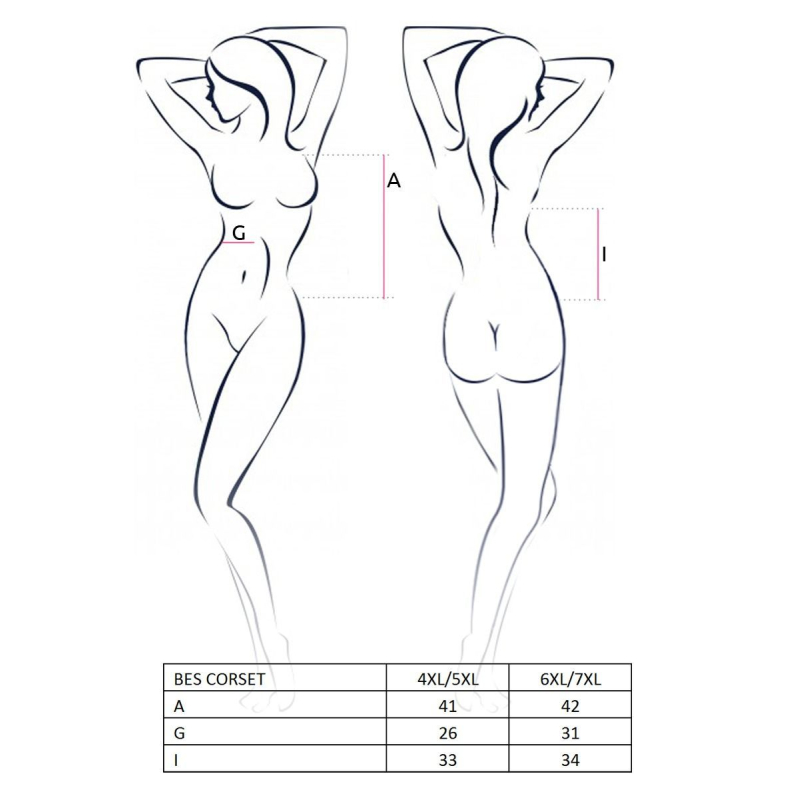 Корсет під латекс з пажами Passion BES CORSET 4XL/5XL, чорний колір, стрінги, шнурівка