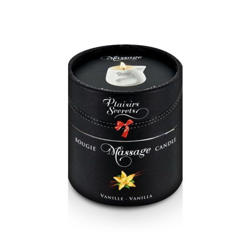 Массажная свеча Plaisirs Secrets Vanilla (80 мл) подарочная упаковка, керамическая посуда