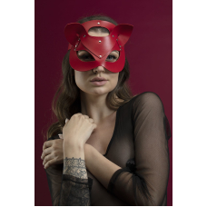 Маска кішечки Feral Feelings – Catwoman Mask, натуральна шкіра, червона