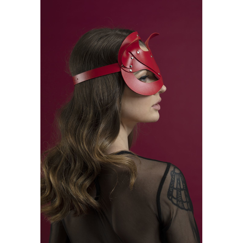 Маска кошечки Feral Feelings – Catwoman Mask, натуральная кожа, красная