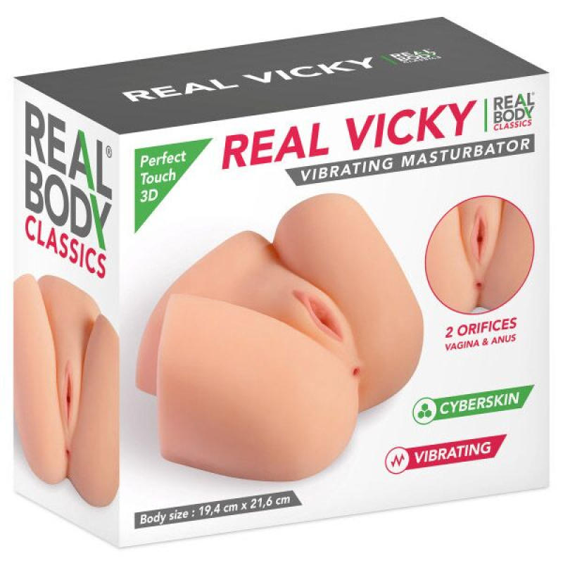 Мастурбатор полуторс з вібрацією – два входи: анус та вагіна – Real Body Vicky