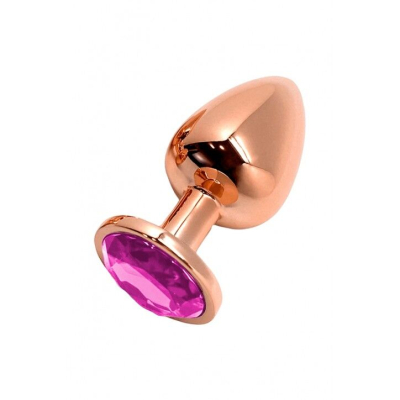 Металева анальна пробка Wooomy Tralalo Rose Gold Magenta M, Ø 3,4 см