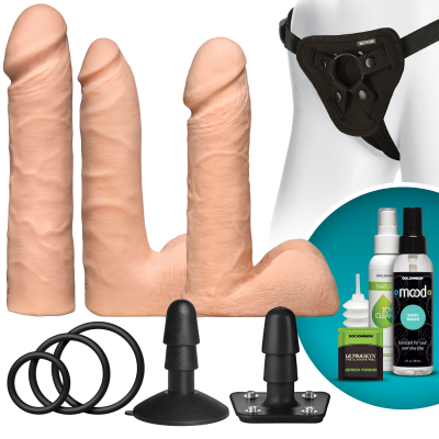 Набор для страпона Doc Johnson Vac-U-Lock Dual Density UltraSKYN Set, диаметр 3×4.5 см