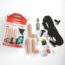 Набор для страпона Doc Johnson Vac-U-Lock Dual Density UltraSKYN Set, диаметр 3×4.5 см