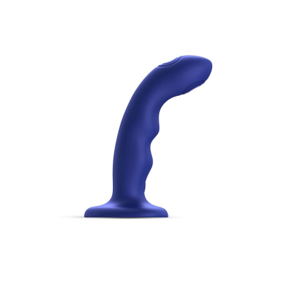 Насадка для страпона с двойной точечной пульсацией Strap-On-Me TAPPING DILDO WAVE – NIGHT BLUE, M